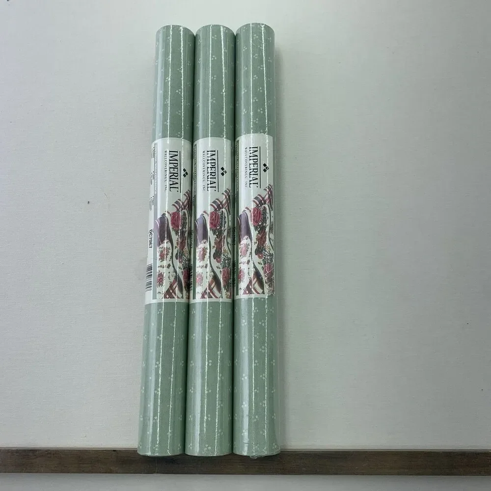 3 Count Imperial Wallcoverings Wallpaper Vintage Green, White Dots